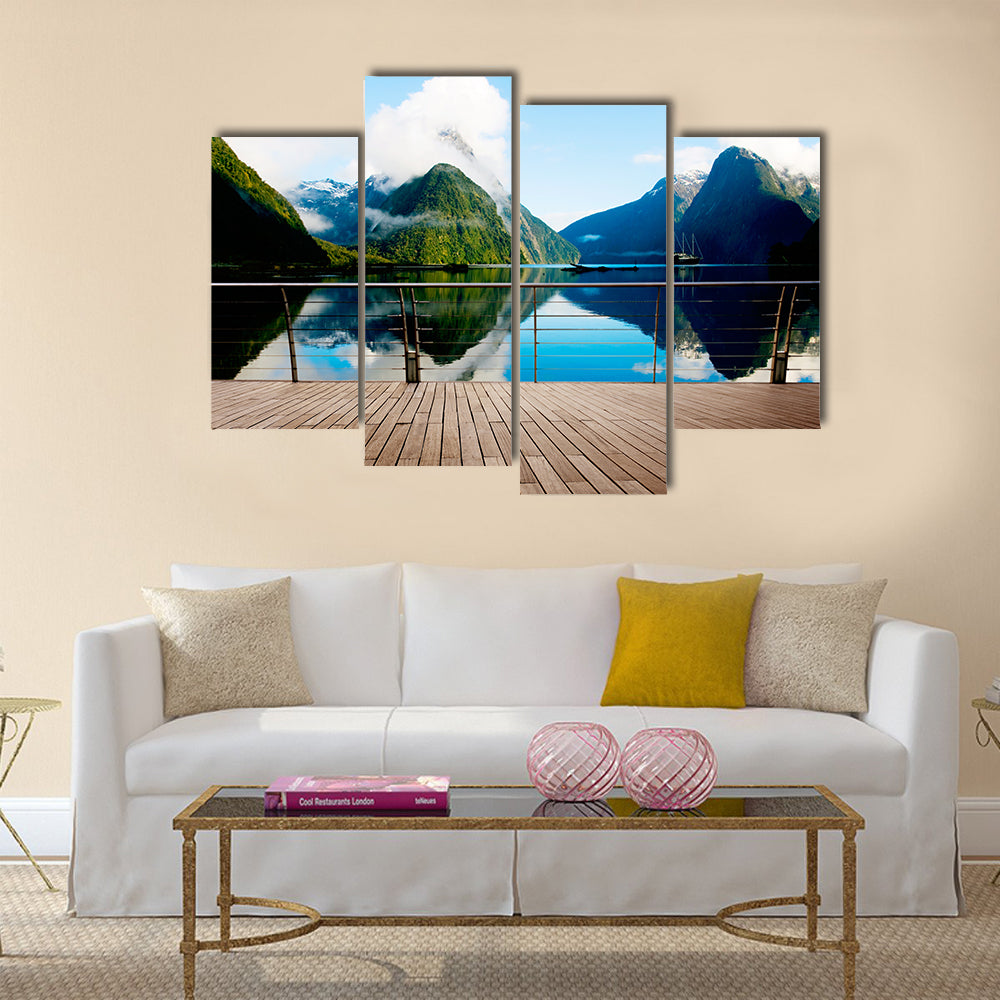 Milford Sound New Zealand Travel Destination Concept Multi panel canvas wall art