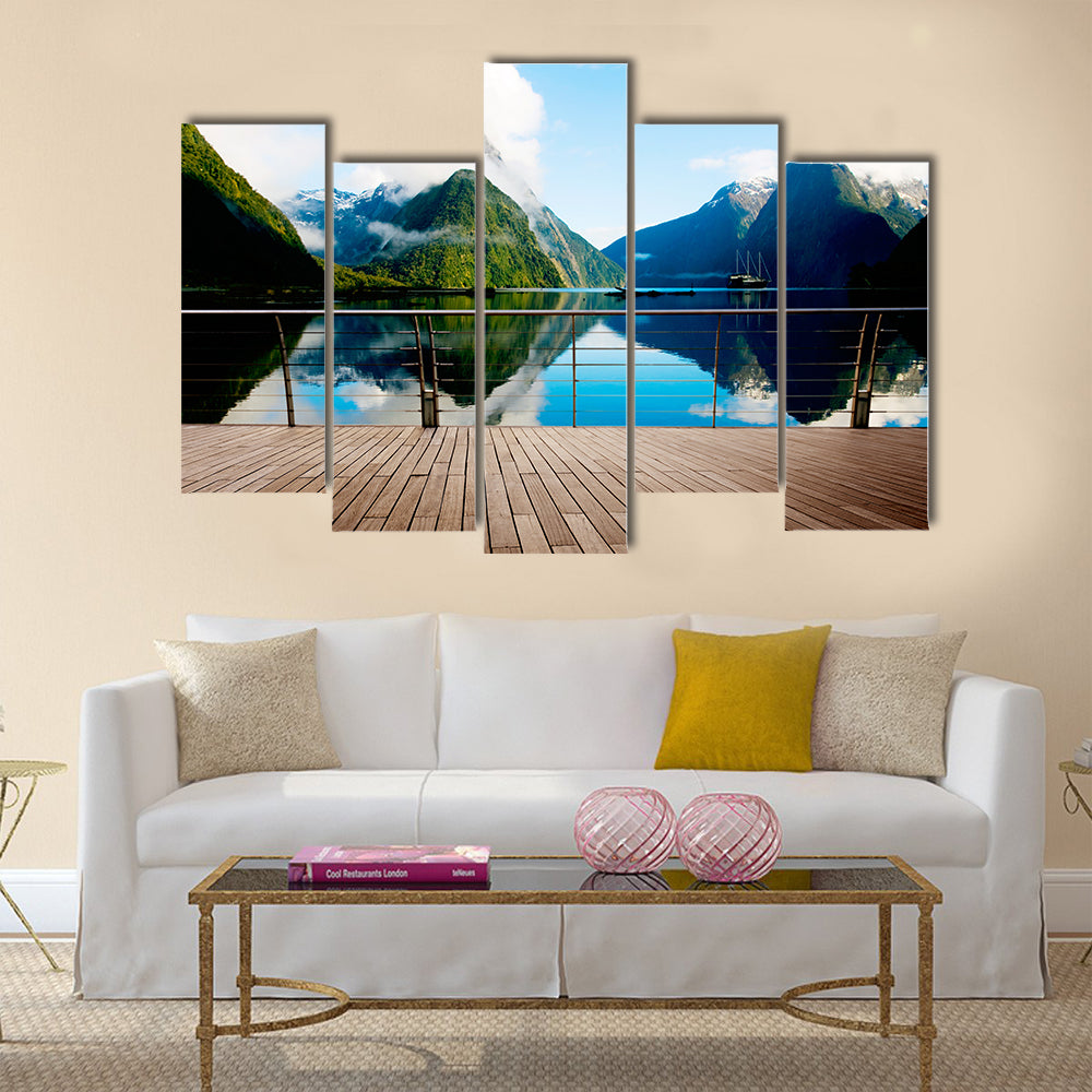 Milford Sound New Zealand Travel Destination Concept Multi panel canvas wall art