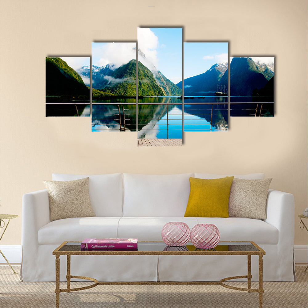 Milford Sound New Zealand Travel Destination Concept Multi panel canvas wall art