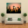 Faith Concept Of Christians By Holding Cross Multi Panel Canvas Wall Art