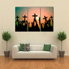 Faith Concept Of Christians By Holding Cross Multi Panel Canvas Wall Art