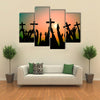 Faith Concept Of Christians By Holding Cross Multi Panel Canvas Wall Art