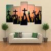 Faith Concept Of Christians By Holding Cross Multi Panel Canvas Wall Art