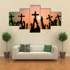 Faith Concept Of Christians By Holding Cross Multi Panel Canvas Wall Art