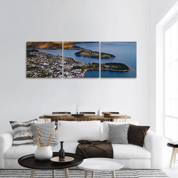 Queenstown, Wakatipu Lake and Mountains, New Zealand panoramic canvas wall art