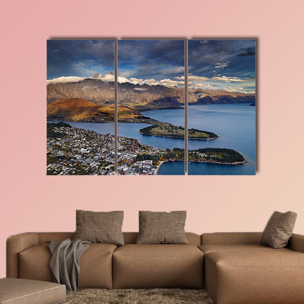 View of Queenstown, Wakatipu Lake and Remarkables Mountains wall art.