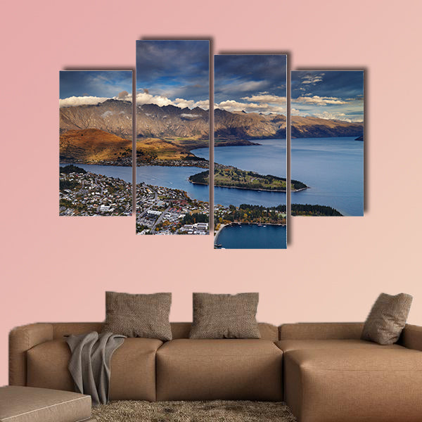 View of Queenstown, Wakatipu Lake and Remarkables Mountains wall art.