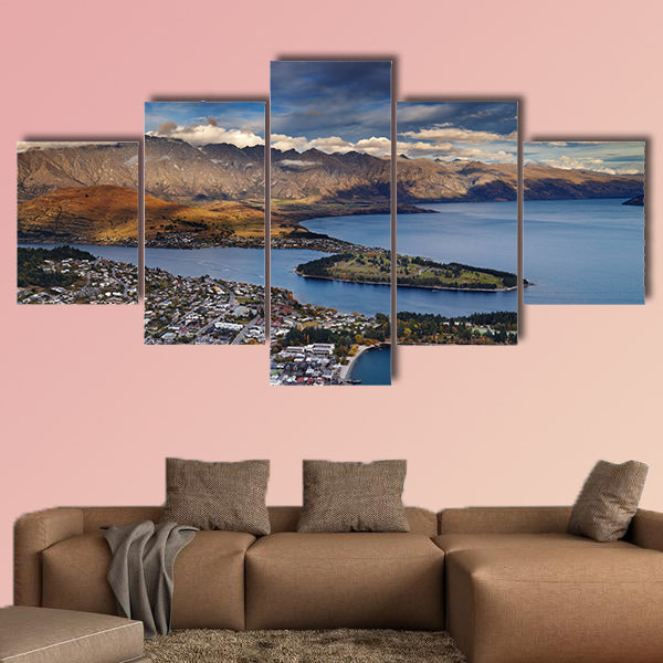 View of Queenstown, Wakatipu Lake and Remarkables Mountains wall art.