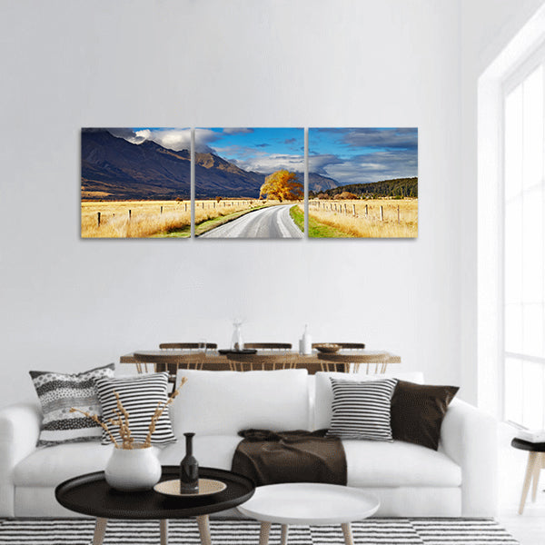 Mountain landscape with road panoramic canvas wall art