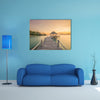 Wooden pier between sunset in Phuket, Thailand multi panel canvas wall art