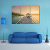 Wooden pier between sunset in Phuket, Thailand multi panel canvas wall art