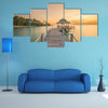 Wooden pier between sunset in Phuket, Thailand multi panel canvas wall art