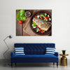 Baked seabass with Greek salad Multi panel canvas wall art