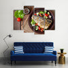 Baked seabass with Greek salad Multi panel canvas wall art