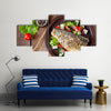 Baked seabass with Greek salad Multi panel canvas wall art