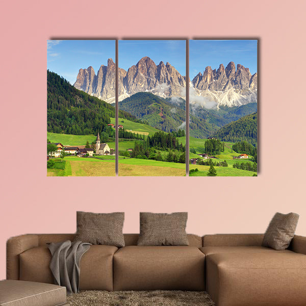 Italy dolomites Val di Funes multi panel canvas wall art