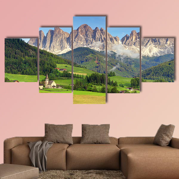 Italy dolomites Val di Funes multi panel canvas wall art