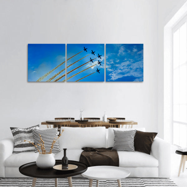 Airplanes on airshow panoramic canvas wall art