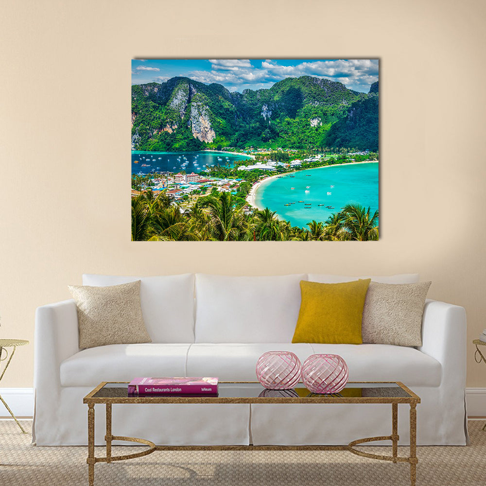 Green tropical island Multi panel canvas wall art