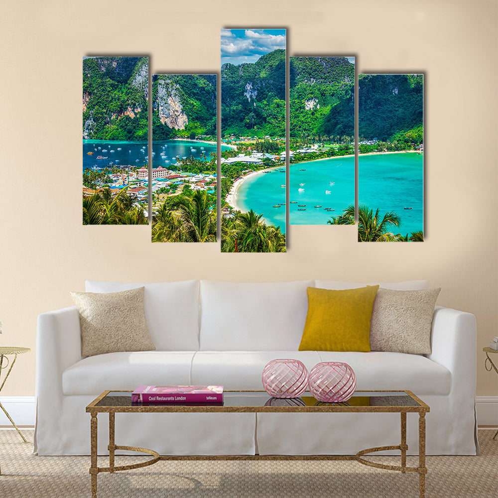 Green tropical island Multi panel canvas wall art