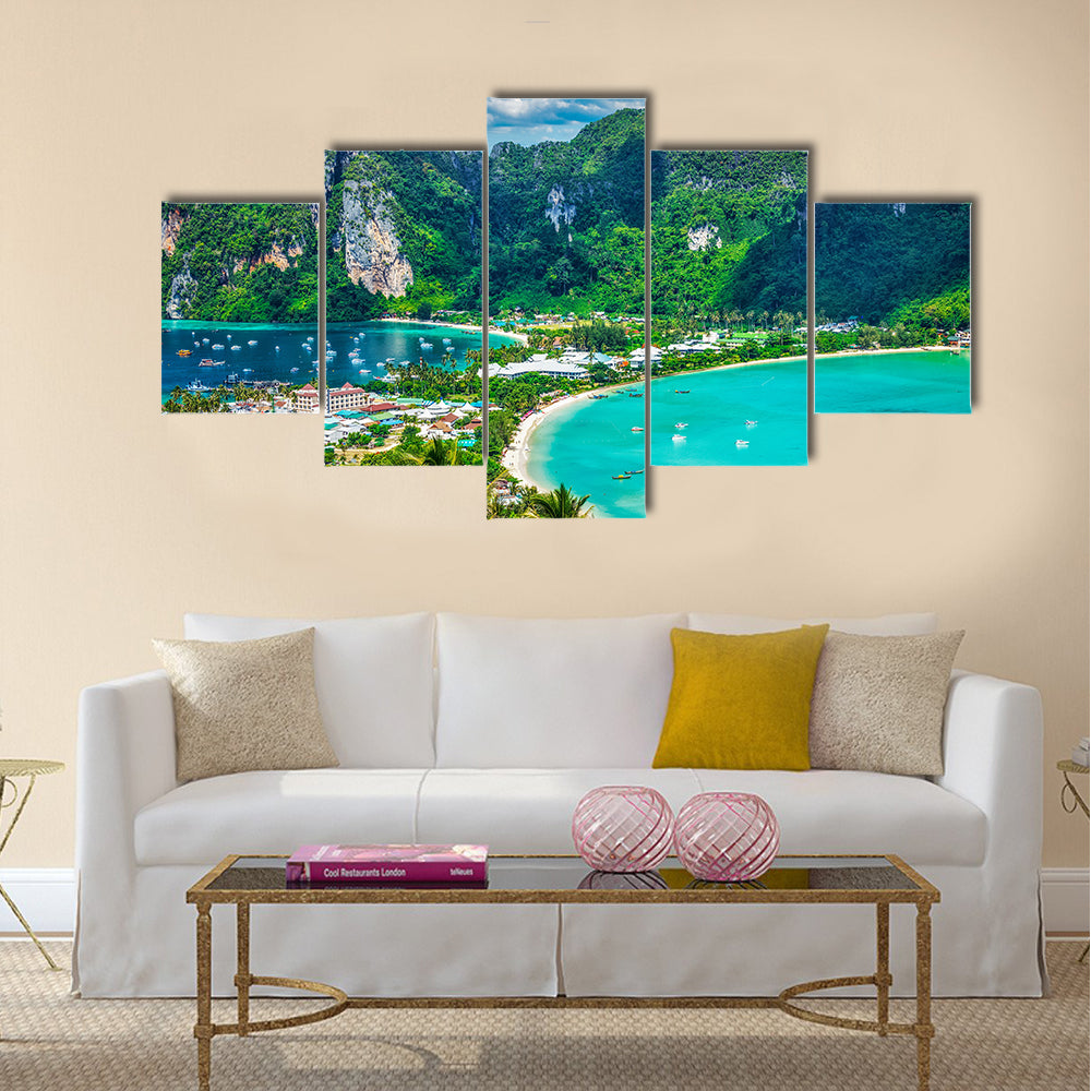 Green tropical island Multi panel canvas wall art
