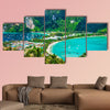 Tropical beach Cote d'Or at sunset, Seychelles multi panel canvas wall art