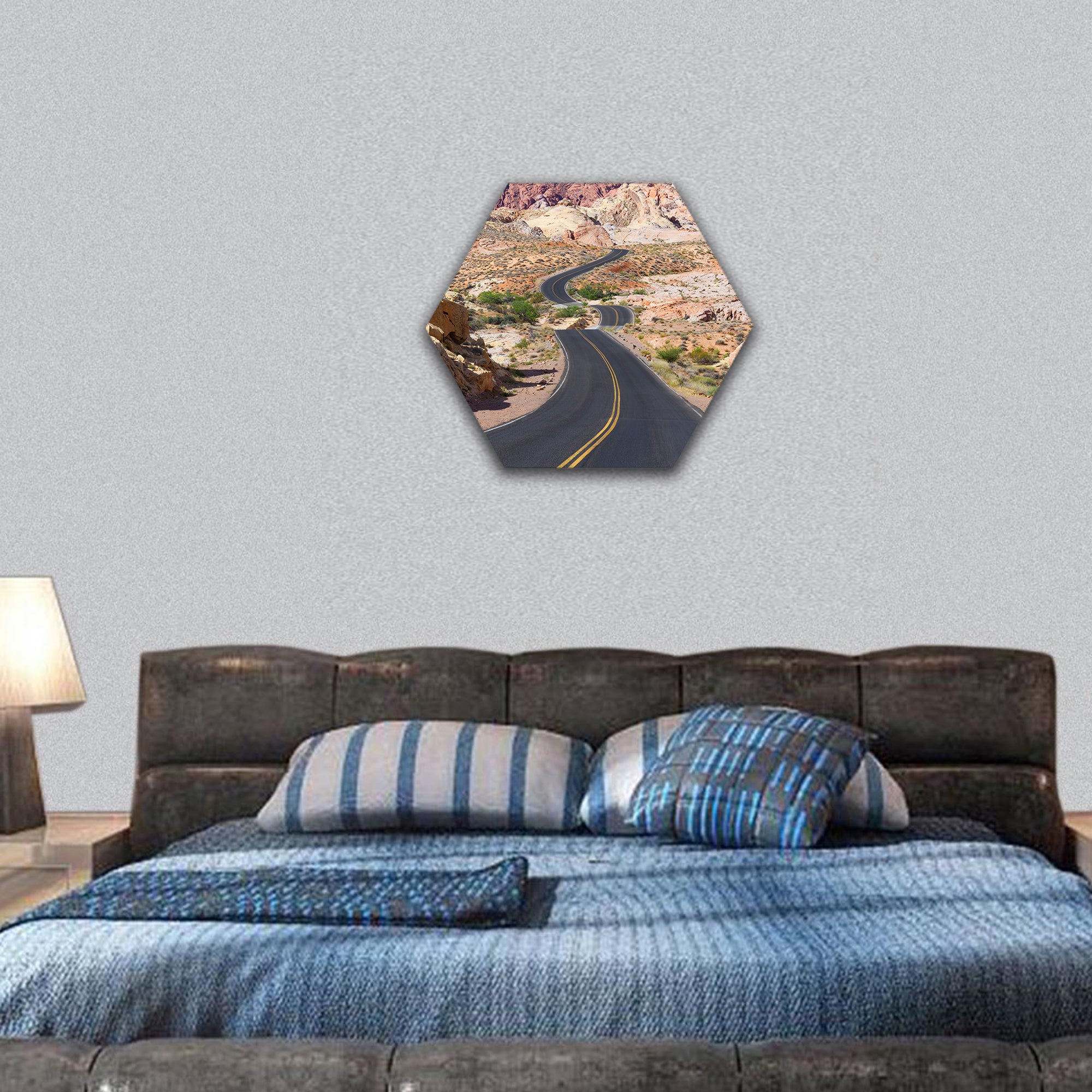 Desert Winding Road hexagonal canvas wall art