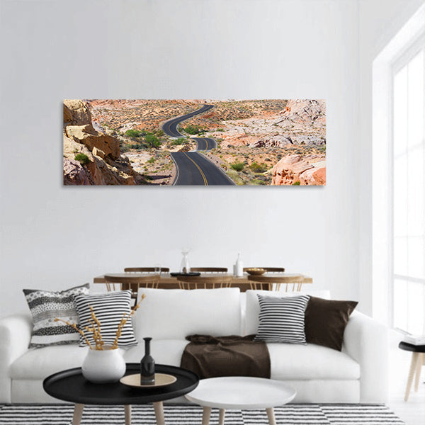 Desert Winding Road panoramic canvas wall art