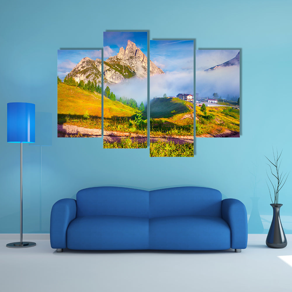 Fantastic Summer Landscape On The Sass De Stria Mountain Range Multi Panel Canvas Wall Art