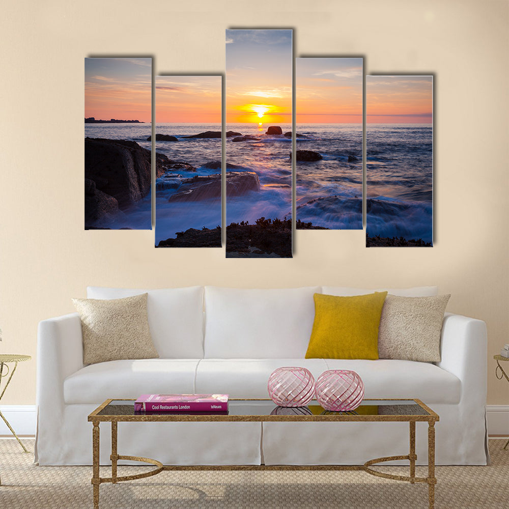 Ploumanach Cotes granites rose Brittany France sunset multi panel canvas wall art