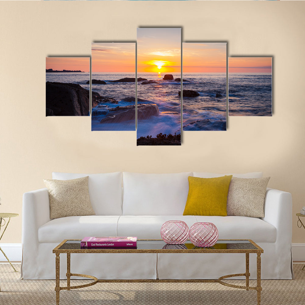 Ploumanach Cotes granites rose Brittany France sunset multi panel canvas wall art