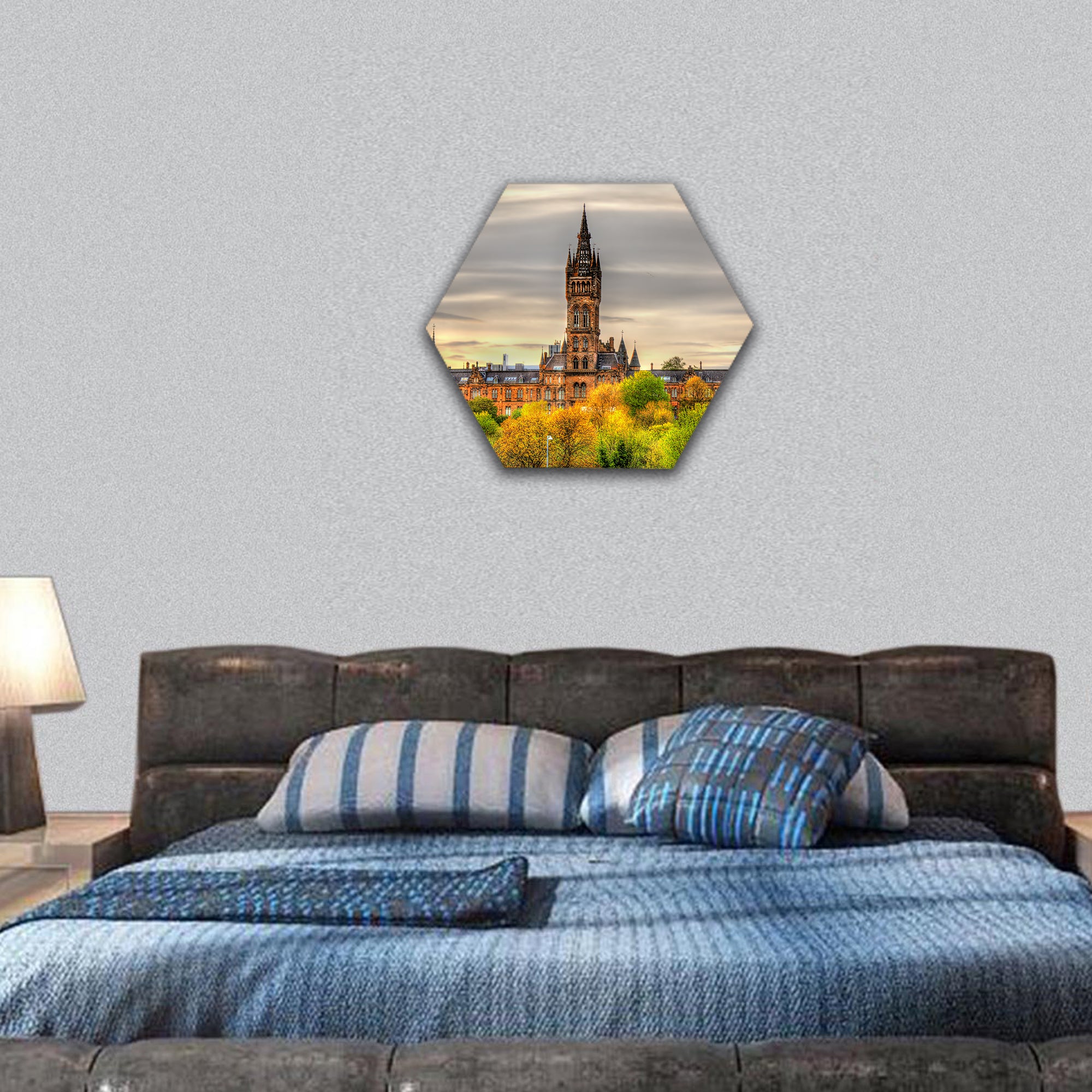 View of the University of Glasgow - Scotland hexagonal canvas wall art