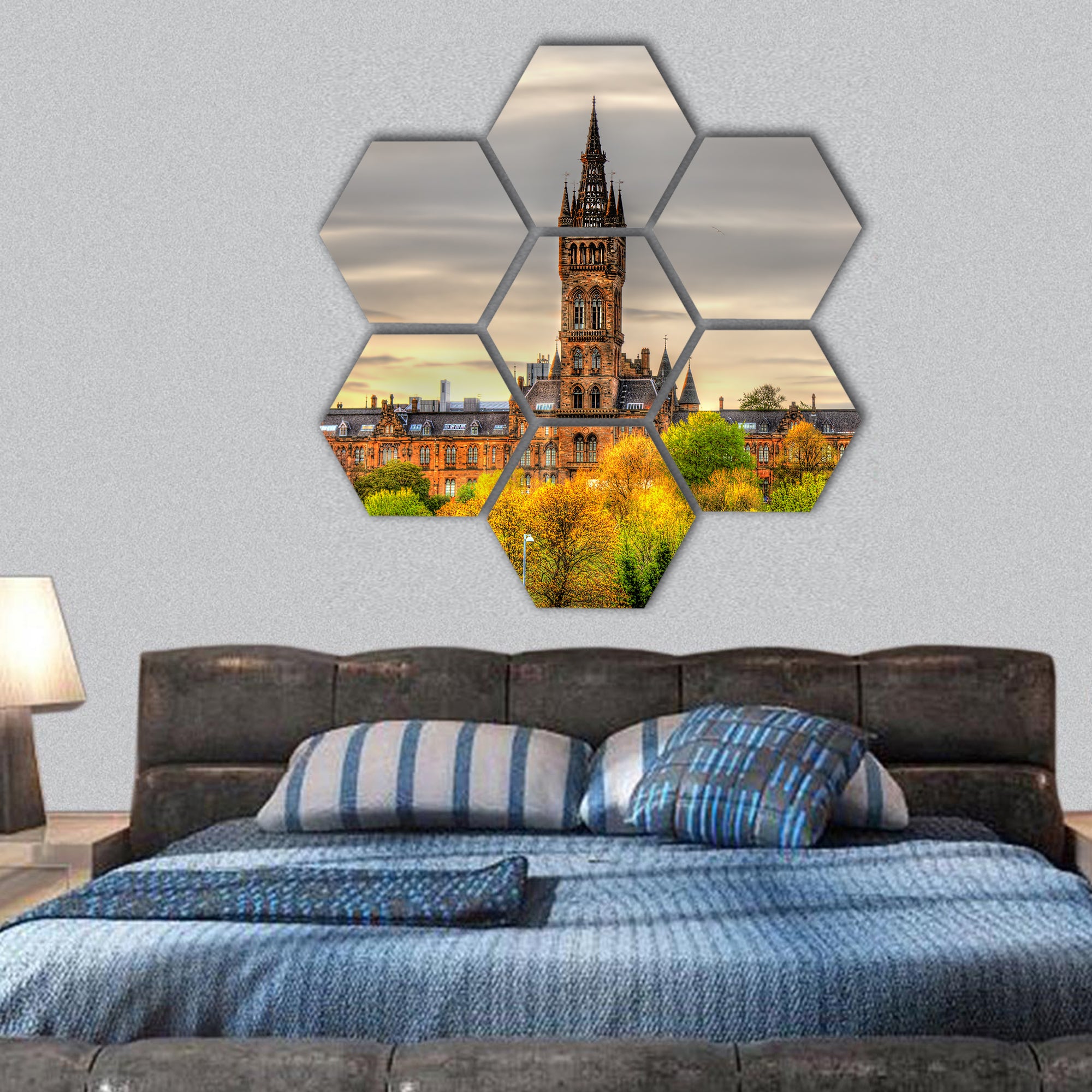 View of the University of Glasgow - Scotland hexagonal canvas wall art