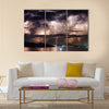 Beautiful view of dramatic stormy sky and lightning  Multi Panel Canvas Wall Art