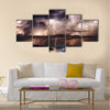 Beautiful view of dramatic stormy sky and lightning  Multi Panel Canvas Wall Art