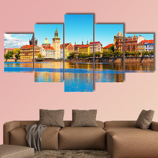 Scenic summer view of the Old Town ancient in Prague Czech Republic multi panel canvas wall art