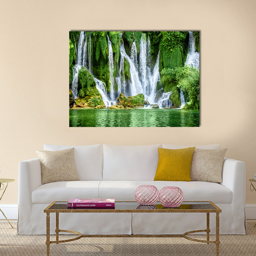 Beautiful view on Kravica waterfall Multi Panel Canvas Wall Art
