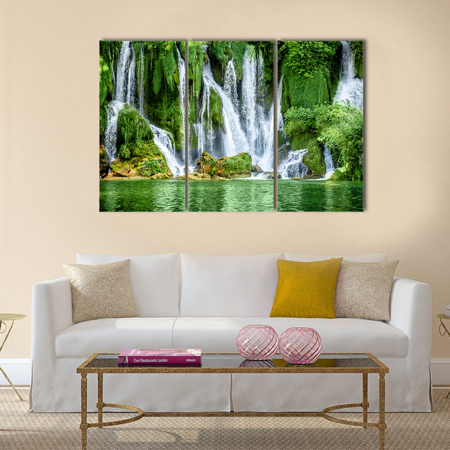 Beautiful view on Kravica waterfall Multi Panel Canvas Wall Art