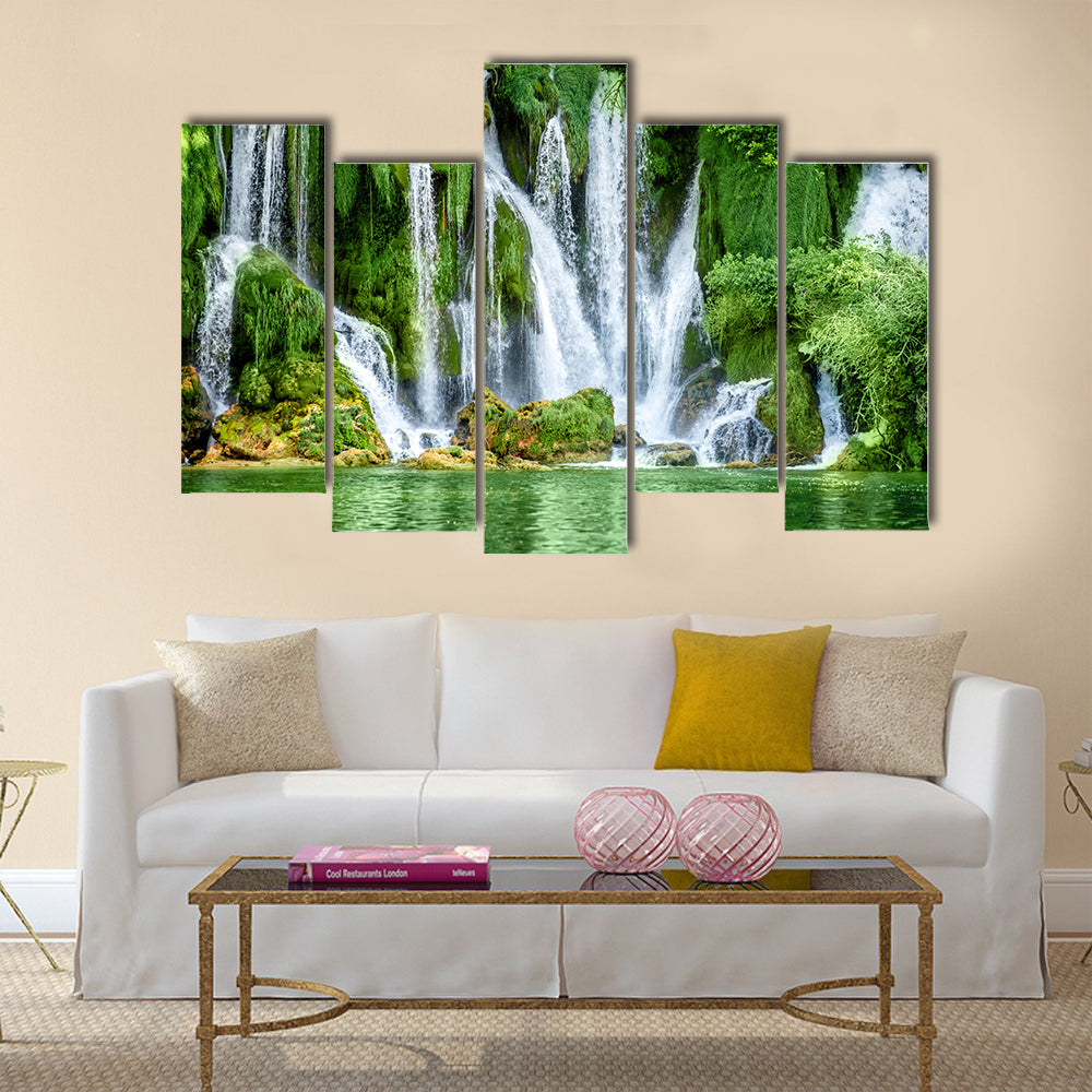 Beautiful view on Kravica waterfall Multi Panel Canvas Wall Art