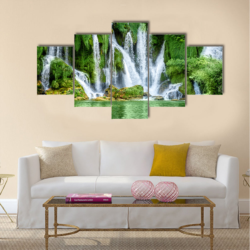 Beautiful view on Kravica waterfall Multi Panel Canvas Wall Art