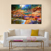 Beautiful fall river lines with colorful stones Multi Panel Canvas Wall Art