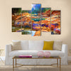 Beautiful fall river lines with colorful stones Multi Panel Canvas Wall Art