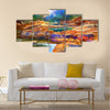 Beautiful fall river lines with colorful stones Multi Panel Canvas Wall Art