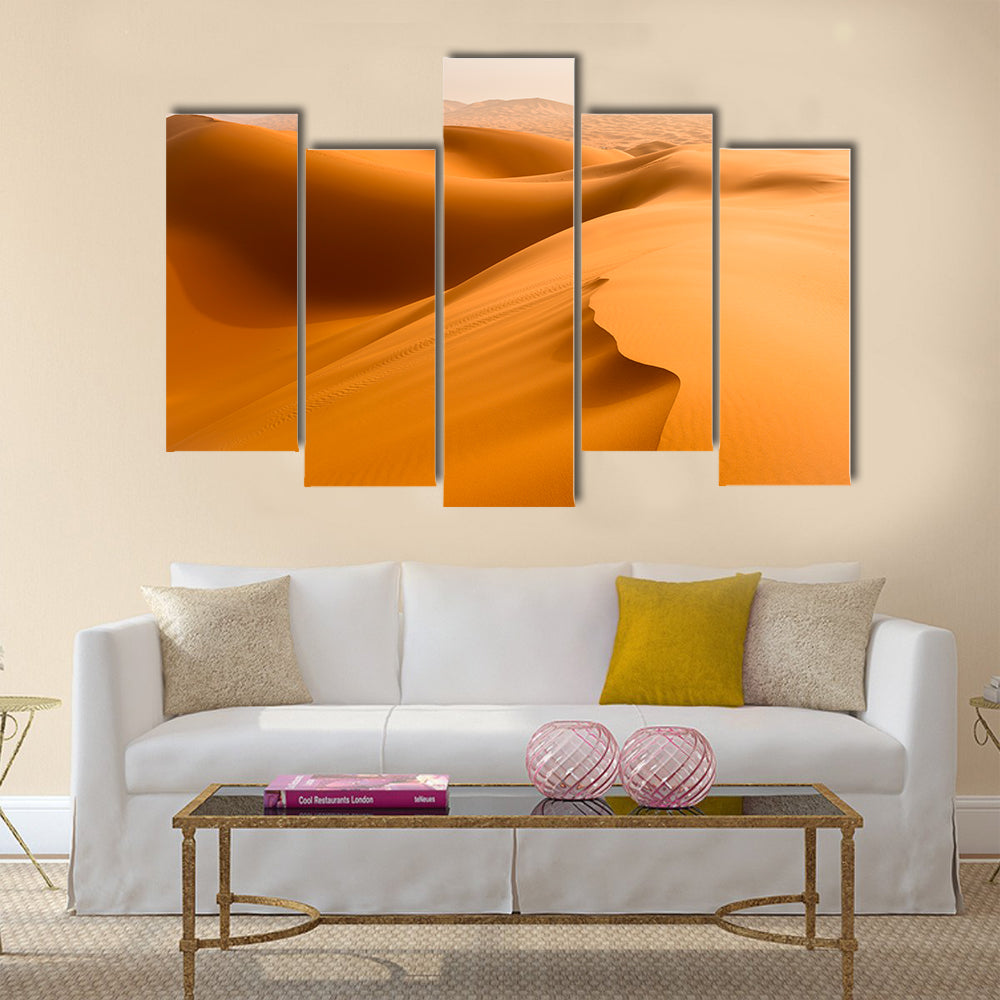 Sand dunes in the Sahara Desert, Merzouga, Morocco Multi panel canvas wall art