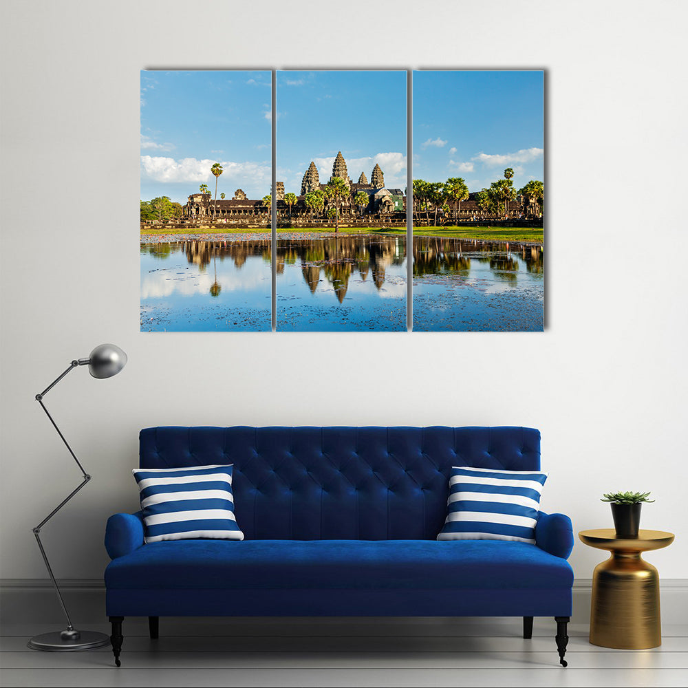 Cambodian landmark Angkor with reflection Siem Reap, Cambodia Multi panel canvas wall art
