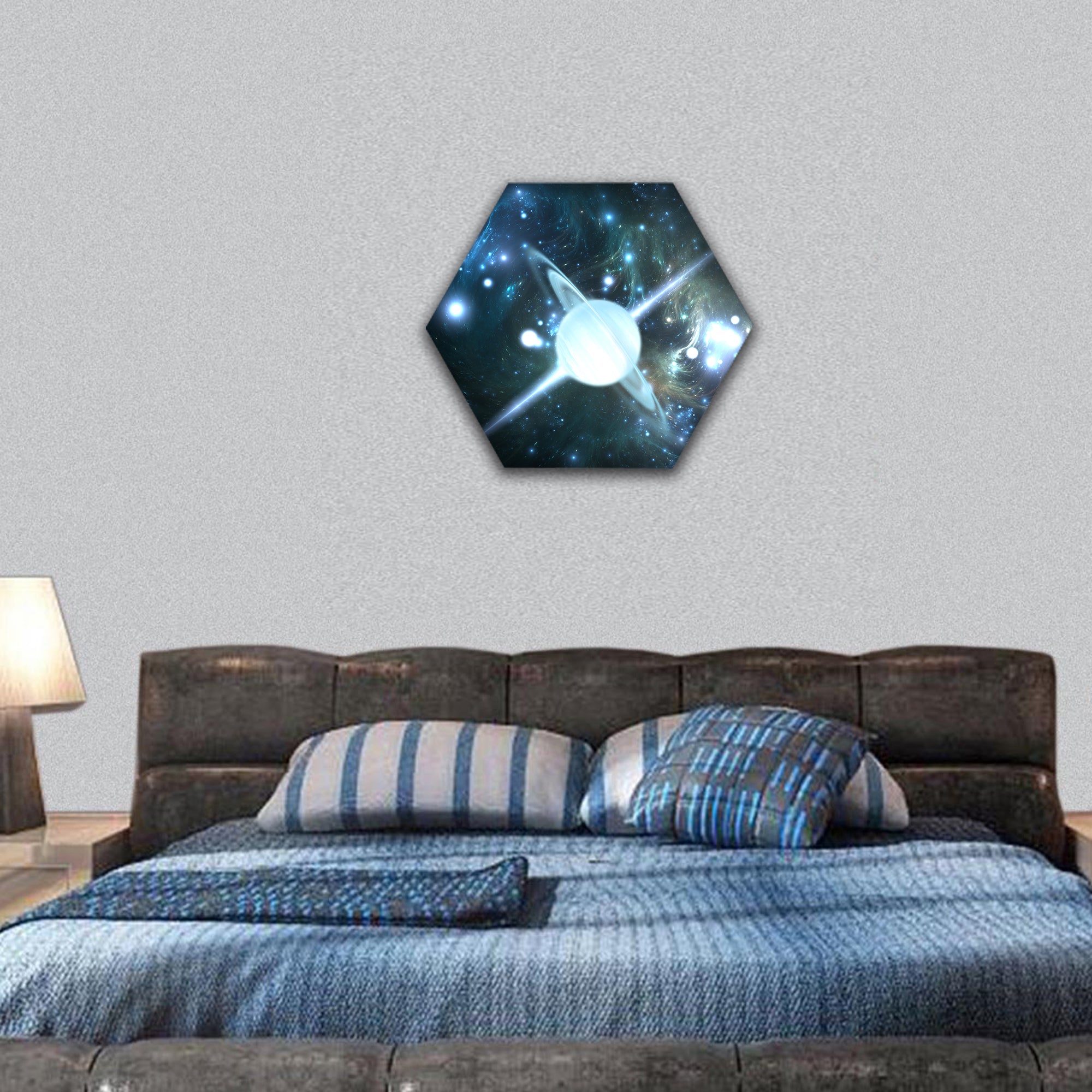 Rotating neutron star hexagonal canvas wall art
