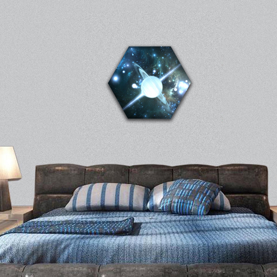 Rotating neutron star hexagonal canvas wall art