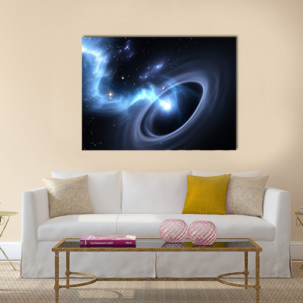 Stars and material falls into a black hole Multi Panel Canvas Wall Art