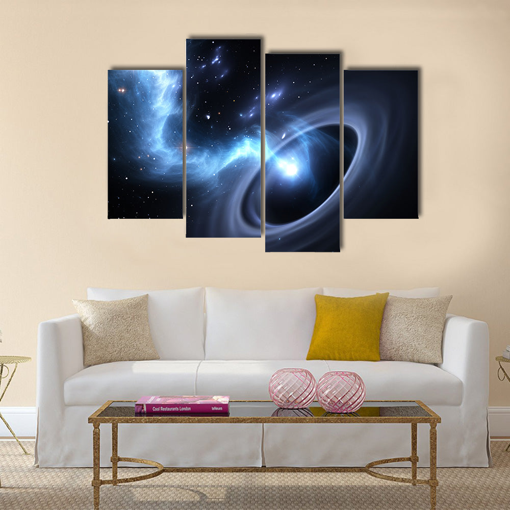 Stars and material falls into a black hole Multi Panel Canvas Wall Art