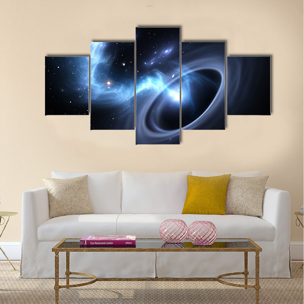 Stars and material falls into a black hole Multi Panel Canvas Wall Art